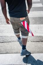 Homme et drapeau USA